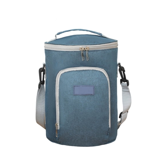 Insulated Lunch Bag Bucket for Adults and Students, Round Portable Bento Bag with Shoulder Strap, Leakproof Thermal Cooler for Work School Picnic