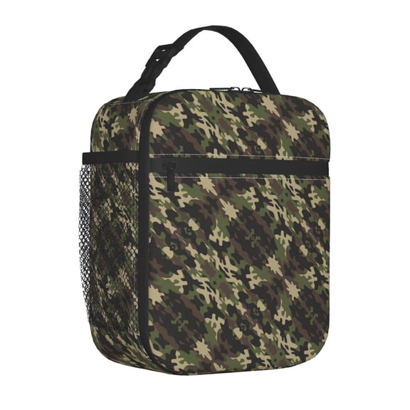 Insulated Lunch Bag Camouflage Print Pattern Reusable Lunch Box for Men Women