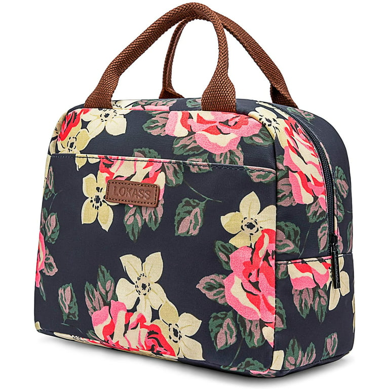 Insulated Lunch Bag Cooler Bag Women Thermal Lunch Box Water-resistant Tote  Bag for Women/Picnic/Boating/Beach/Fishing/Work (Peony) 