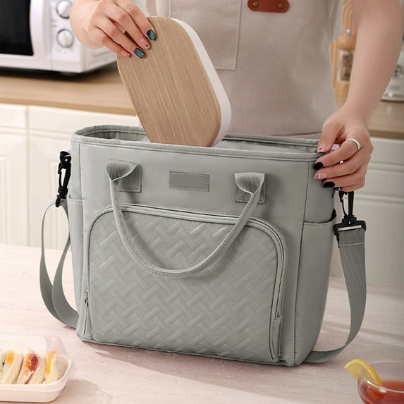 Insulated Lunch Bag Cooler Tote Leakproof Polyester with Shoulder Strap for Women Men Work School Picnic Beach Large Capacity Aluminum Foil Lined Reusable Storage Organizer Box