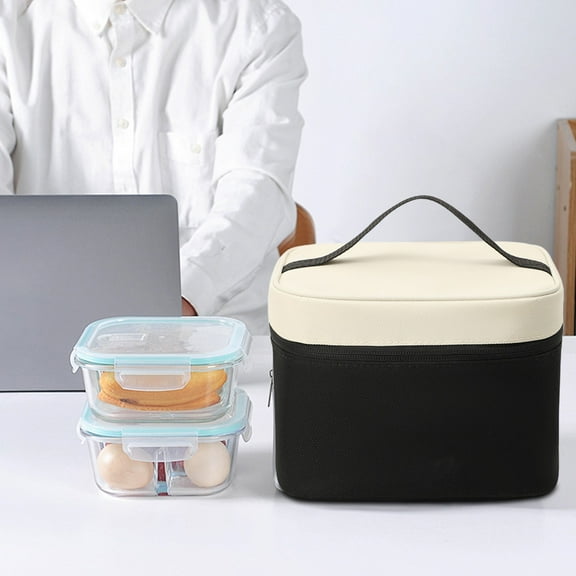 Insulated Lunch Bag Cooler Tote | Waterproof Double Layer, 3-Layer Thermal, Large Capacity 18x18x15cm, Dual Compartment, Adjustable Strap, Gray – Keeps Meals Hot or Cold for Work, Travel, Picnic