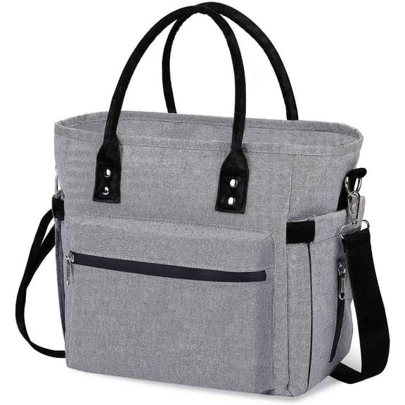 Insulated Lunch Bag, Durable Lunch Tote Bag with Adjustable and Detachable Shoulder Strap, Leakproof Lunchbox for Women Men Adults, Thermal Lunch Box Container for Office Picnic Hiking（Grey）
