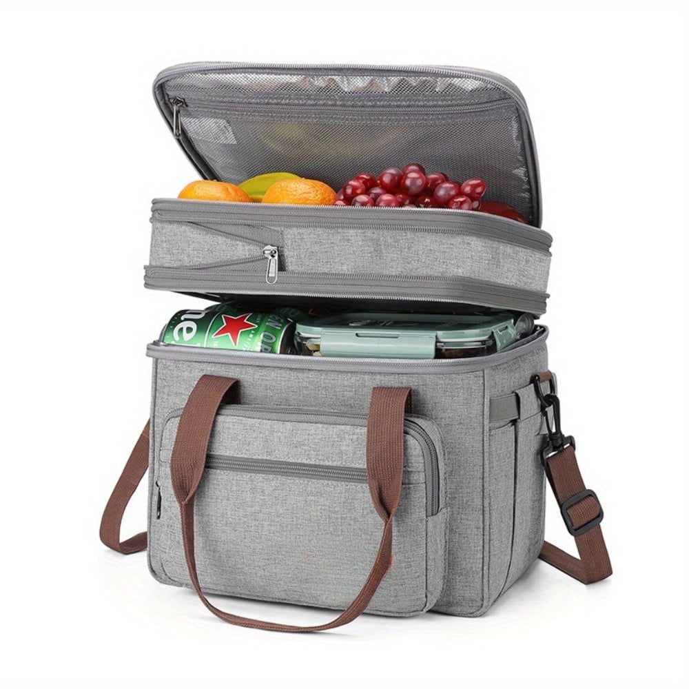 20L Insulated Lunch Bag, Lightweight Expandable Tote with Adjustable Shoulder Strap and Side Mesh Pockets, Double Leak-Proof Freezer Compartment,The Perfect Companion for All Occasions