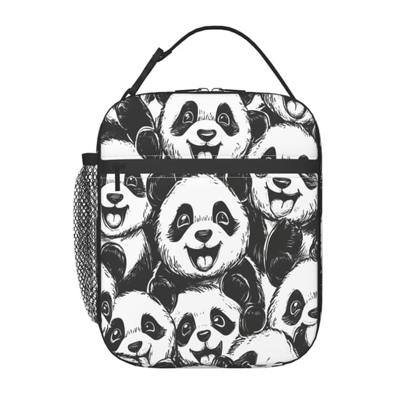 Insulated Lunch Bag For Women Men, Portable Thermal Lunch Box With Strap, Leakproof Cooler Tote For Work School Picnic Cartoon Pandas Pattern