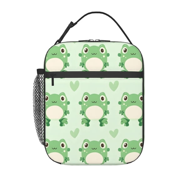 Insulated Lunch Bag For Women Men, Portable Thermal Lunch Box With Strap, Leakproof Cooler Tote For Work School Picnic Cute Frog Pattern