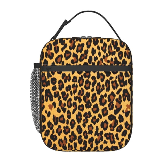 Insulated Lunch Bag For Women Men, Portable Thermal Lunch Box With Strap, Leakproof Cooler Tote For Work School Picnic Leopard Print Texture
