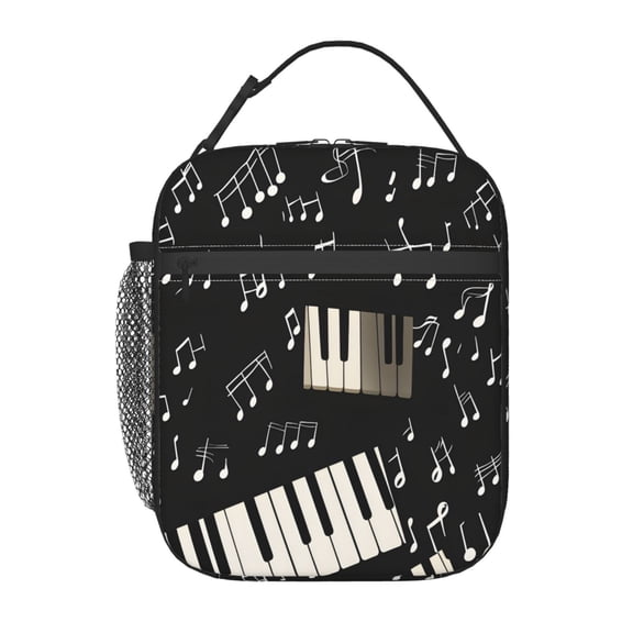 Insulated Lunch Bag For Women Men, Portable Thermal Lunch Box With Strap, Leakproof Cooler Tote For Work School Picnic Piano Musical Music Notes