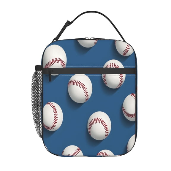 Insulated Lunch Bag For Women Men, Portable Thermal Lunch Box With Strap, Leakproof Cooler Tote For Work School Picnic Sport Baseball Pattern