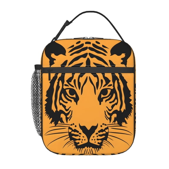 Insulated Lunch Bag For Women Men, Portable Thermal Lunch Box With Strap, Leakproof Cooler Tote For Work School Picnic Tiger Stripe Pattern Orange