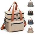 thumbnail image 1 of Insulated Lunch Bag Large Capacity 12L | Double Layer Cooler Tote with Dual Compartments | Waterproof, 3-Layer Thermal, Easy Clean, Portable Hand/Shoulder Carry | Khaki, Gray, Blue 10.8"x9.8"x7", 1 of 6