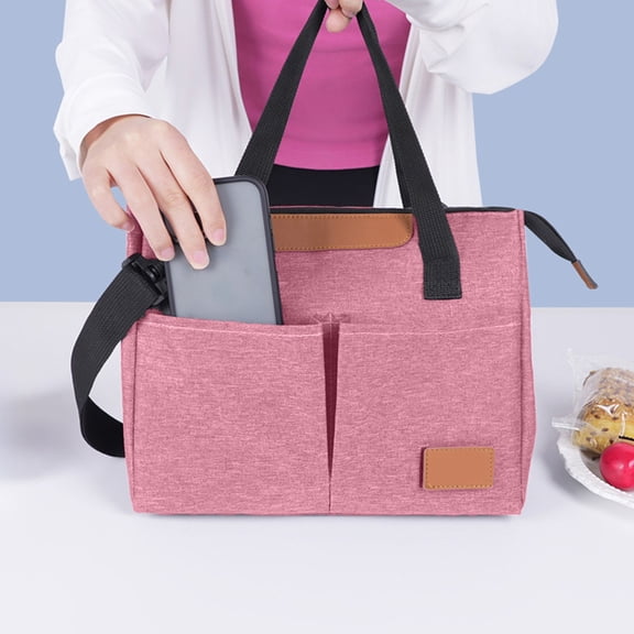 Insulated Lunch Bag Large Capacity Triangular Bento Bag with Dual Carry Options Pockets and Thermal Lining for Food Fresh Keeping Beach Picnic Camping Outdoor Travel Work Daily Use
