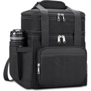 Insulated Lunch Bag & Lunch Box for Men - Double Deck Reusable Lunch Bag for Women Tote Cooler Bag Leakproof Soft Expandable - Large Lunchbox for Work/Adult/Picnic/Outdoor Black 15L