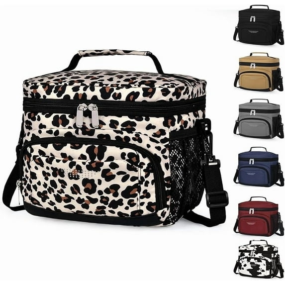Insulated Lunch Bag for Men Women, Reusable Lunch Box Leakproof Cooler Lunch Tote Bag with Adjustable Shoulder Strap for Work Office Picnic Beach Travel, Black
