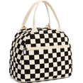 thumbnail image 1 of Corduroy Lunch Box for Women , Insulated Lunch bag Cute Cooler Tote for Work Picnic Travel, Black Checkered, 1 of 7