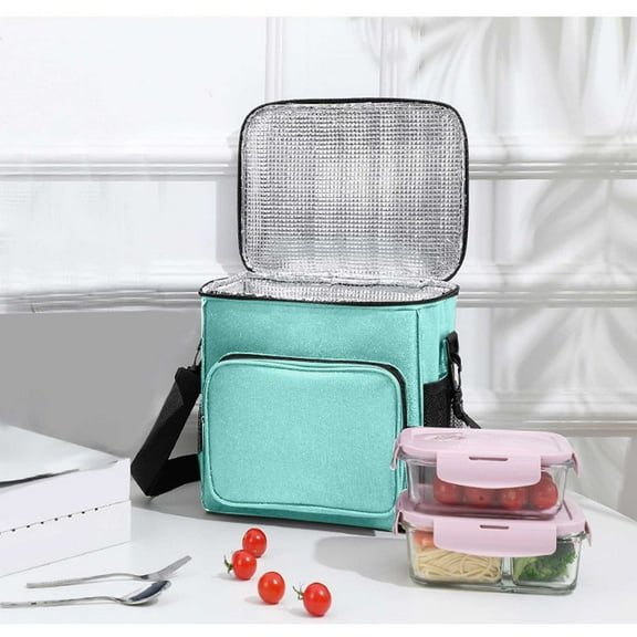 Insulated Lunch Bag for Men Women Teen, Portable Soft Lunch Cooler Bag with Shoulder Strap, Reusable Lunch Containers Leakproof Box for Work,School (Mint Green, One Size)
