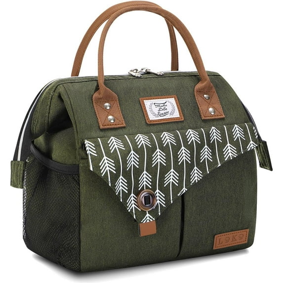 Insulated Lunch Bag Portable Lunch Box for Office Work Picnic Beach Workout Reusable Tote Lunch Bag Organizer for Women Adult, Green