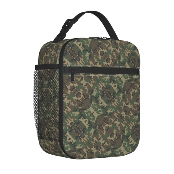 Insulated Lunch Bag Retro Camouflage Pattern Reusable Lunch Box for Men Women