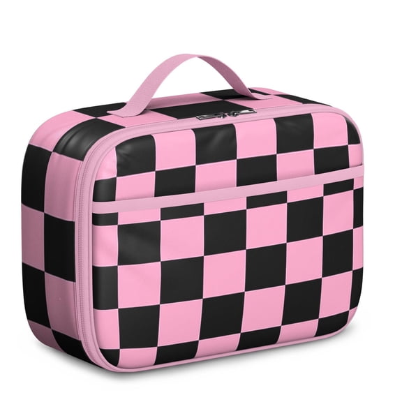 Insulated Lunch Bag With Retro Checkerboard Print, Durable Lightweight Tote For School, Daycare, Picnics, And Travel. Perfect For Abstract Plaid And Vintage Checkered Lovers