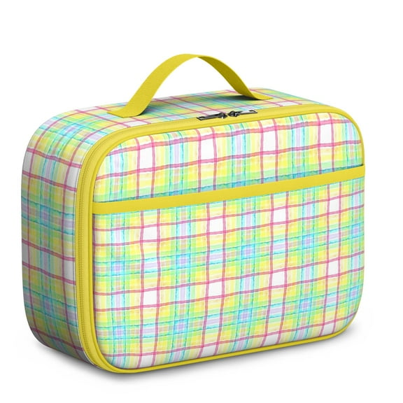 Insulated Lunch Bag With Retro Checkerboard Print, Durable Lightweight Tote For School, Daycare, Picnics, And Travel. Perfect For Abstract Plaid And Vintage Checkered Lovers