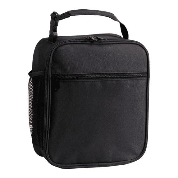 Insulated Lunch Bag | Reusable Black Lunch Bag for Adults | Lunch Box for Work and School with Water Bottle Holder