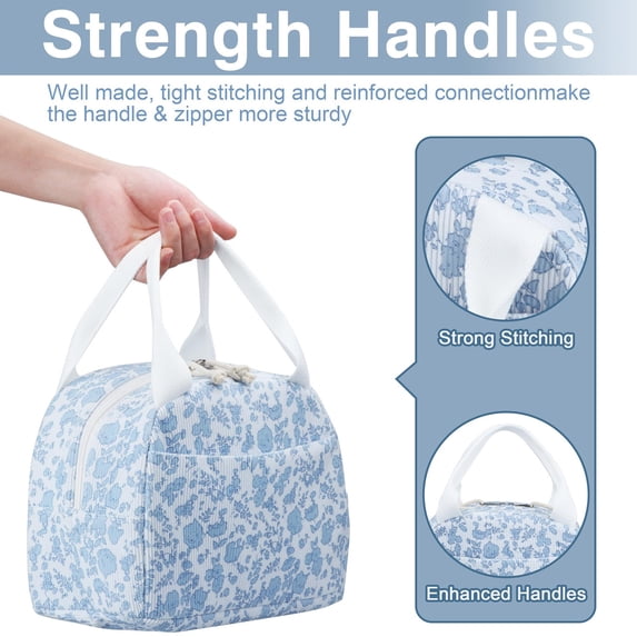 Insulated Lunch Bag Reusable Large Capacity Corduroy Cooler Tote Leakproof for Work Travel Picnic
