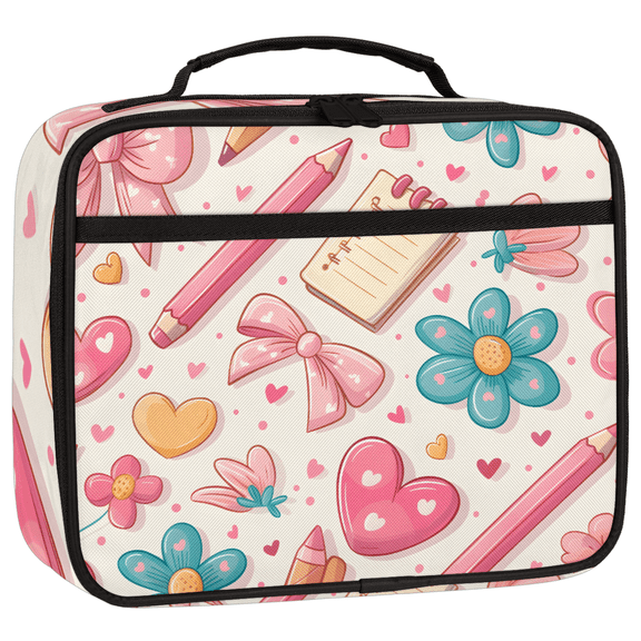 Insulated Lunch Bag, Reusable Lunch Tote Bag with Side Pockets, Leakproof Cooler Bag for Adults,Portable Large Capacity Food Box for Women Men Work Picnic School Travel 10.2x8.3 Inch