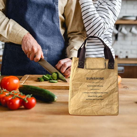 Insulated Lunch Bag, Reusable Paper Lunch Tote with Leakproof Aluminum Foil Lining, Portable Thermal Bento Bag for Work, School, Picnic and Outdoor Activities