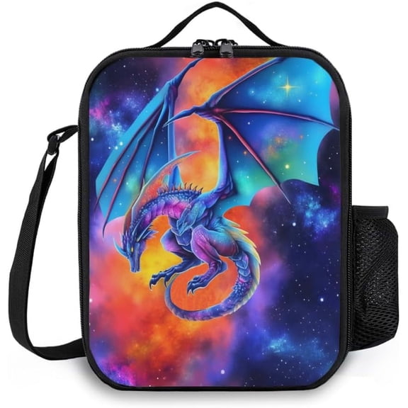 Insulated Lunch Bag, Reusable Portable Lunch Box With Shoulder Strap, Dragon Lunch Bag, Funny Cute Bento Lunchbox Cooler Thermal Meal Tote Kit