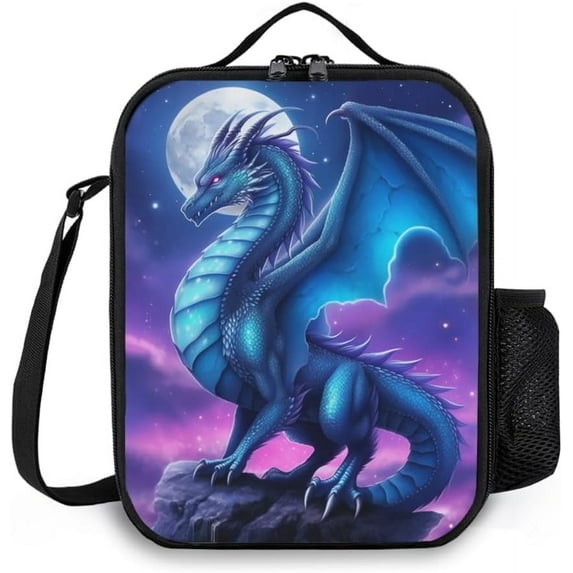 Insulated Lunch Bag, Reusable Portable Lunch Box With Shoulder Strap, Dragon Lunch Bag, Funny Cute Bento Lunchbox Cooler Thermal Meal Tote Kit