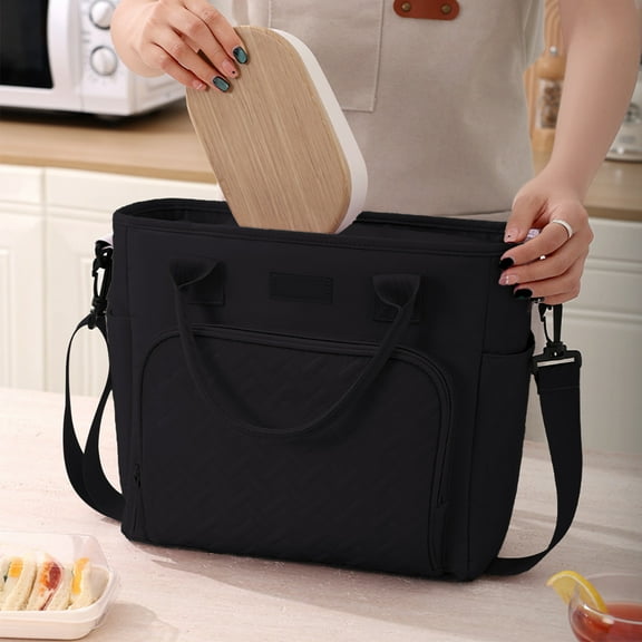 Insulated Lunch Bag with Shoulder Strap, Leakproof Cooler Tote Bag for Work and School, Reusable Thermal Lunch Box Organizer for Picnic, Beach, Travel and Outdoor Food Storage