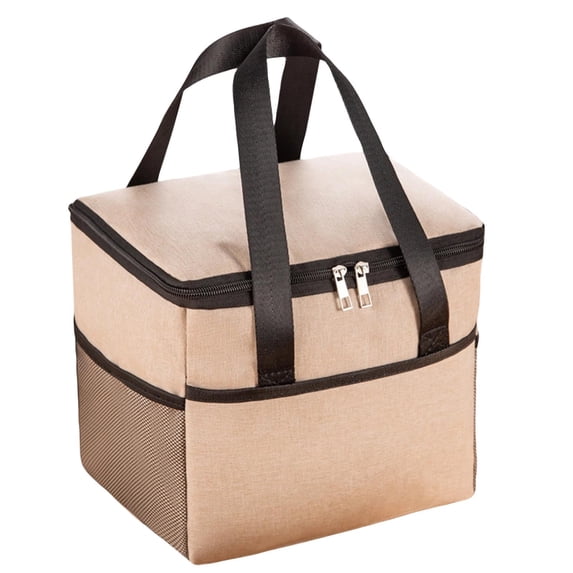 Insulated Lunch Bag Small 9 Inch Soft Sided Cooler Bag Insulated Carrier Meal Prep Lunch Bag for Work Adults Women Beige, 1 Pack