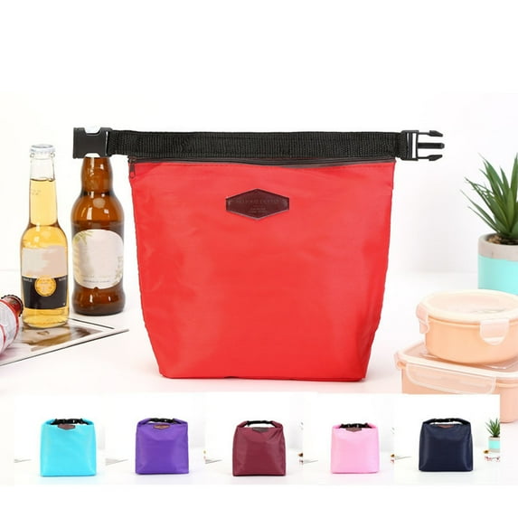 Insulated Lunch Bag | Small Foldable Cooler Tote | Thermal Nylon Picnic Food Carrier | Portable Mini Cool Box | Zipper Closure | 21x7.5x25cm | 1 Pack