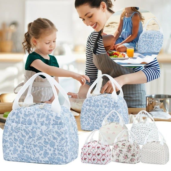 Insulated Lunch Bag Tote Cooler Reusable Leakproof Large Capacity Corduroy for Work Travel Picnic Adults Women Men , Kitecy Insulated Lunch Bag for Women Reusable Cooler Tote Leakproof Cute Lunch