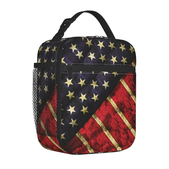 Insulated Lunch Bag Us Flag Reusable Lunch Box for Men Women