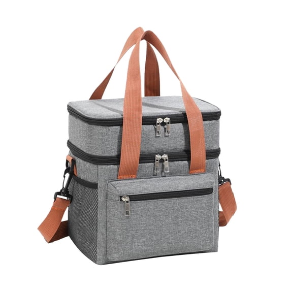 Insulated Lunch Bag with Waterproof Double Layer - 12L Capacity, Dual Compartment Design, 3 Layer Heat Insulation, Portable Tote for Meals, Picnic, Travel, and Hiking,Gray