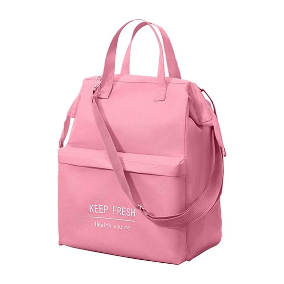 Insulated Lunch Bag With Shoulder Strap Rolltop Lunch Box for Women, Men, Adults and Teens (Pink)