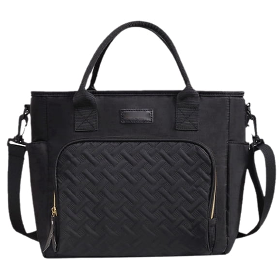 Insulated Lunch Bag for Women, Extra Large Lunch Box with Removable Shoulder Strap, Leakproof Lunch Tote with Side Pockets, Reusable Bag for Work, Hiking, Picnic, Camping, Beach, Black