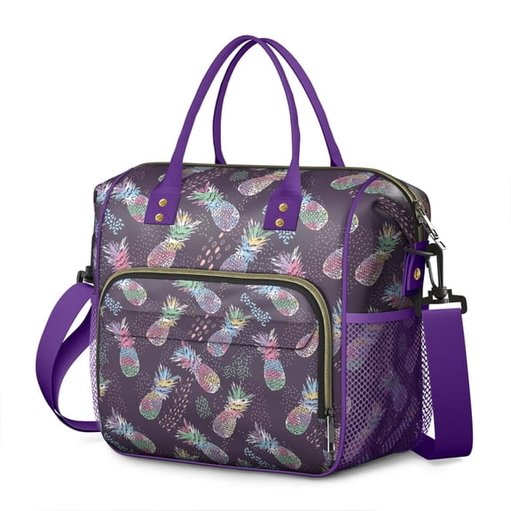 Insulated Lunch Bag Women, Leakproof Large Lunch Box, Reusable Lunch Cooler Bag with Adjustable Strap, Lunch Tote Bag for Work Women,Pineapple Print Lunch Tote Bags Gifts for Woman, Mom