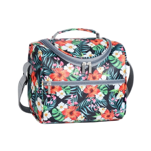 Insulated Lunch Bag for Women | Leakproof Reusable Lunch Bag with Front Pocket, Tropical Hibiscus Print Lunch Bag for Work Picnic Beach, Birthday Gift for Her