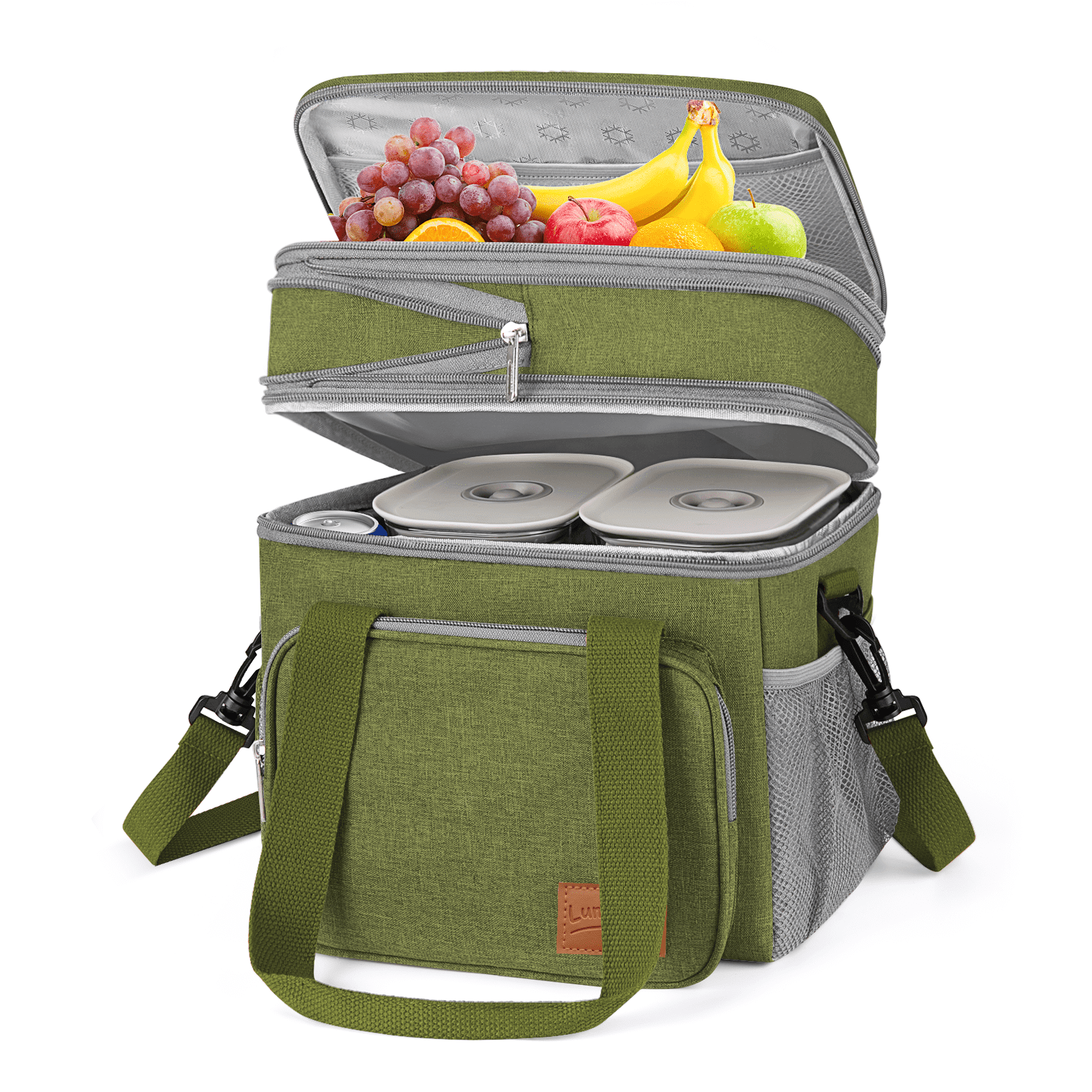 Insulated Lunch Bag for Women/Men, 17L Expandable Double Deck Lunch ...