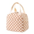 thumbnail image 1 of Insulated Lunch Bag for Women Men, Cute Corduroy Lunch Box Tote Bag Reusable Leakproof Bento Cooler Bag for Work Picnic Travel, 9.8L (Checkered Brown), 1 of 7