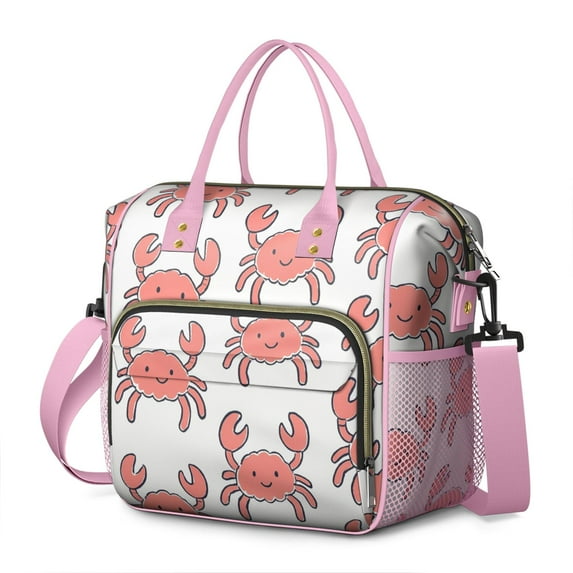 Insulated Lunch Bag for Women/Men, Dual Compartment Lunch Bag for Working Women Multipocket Lunch Bag with Adjustable Shoulder Strap Marine Adorable Crab
