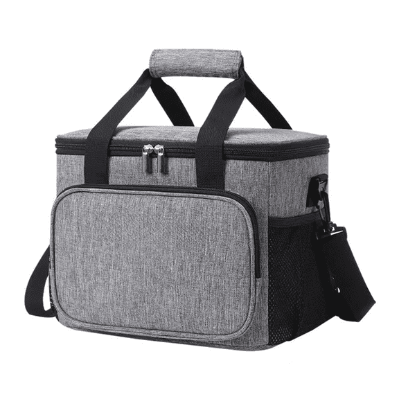 Insulated Lunch Bag for Women/Men - Reusable Lunch Box for Office Picnic Hiking Beach - Leakproof Cooler Tote Bag Organizer with Adjustable Shoulder Strap for Adults - Black