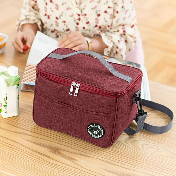 Insulated Lunch Bag for Women/Men,Reusable Thickened Bento Bag with Adjustable Shoulder Straps,Waterproof and Easys to Clean,Suitable for Office,Work,Picnic(10.2x7x6.6Inch)