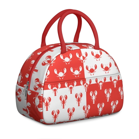 Insulated Lunch Bag Women, Reusable Lobster and Crab Sketch Tote Lunch Box, Leakproof Cooler Lunch Bags for Work Office Travel Picnic