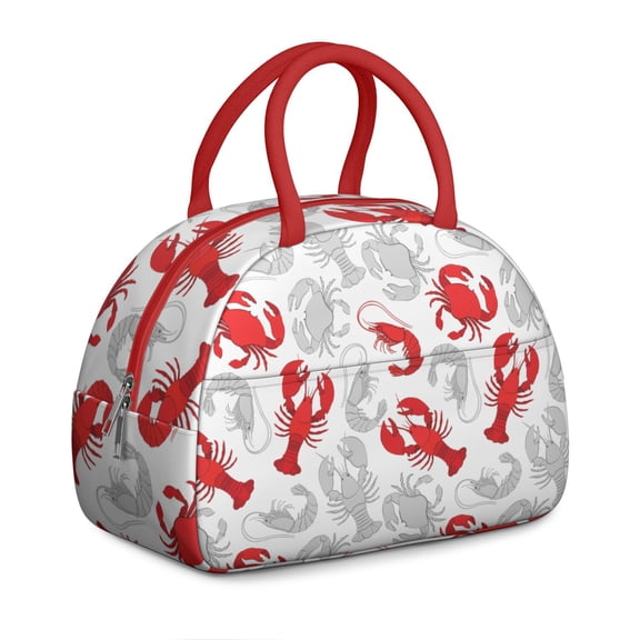 Insulated Lunch Bag Women, Reusable Seafood Lobster Crab and Prawn Tote Lunch Box, Leakproof Cooler Lunch Bags for Work Office Travel Picnic