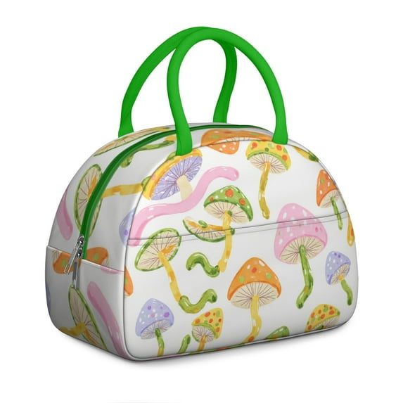 Insulated Lunch Bag Women Zipper Closure Lunch Tote for Adult Men Leakproof Cooler Lunch Bags for Office Lunch (Mushroom )