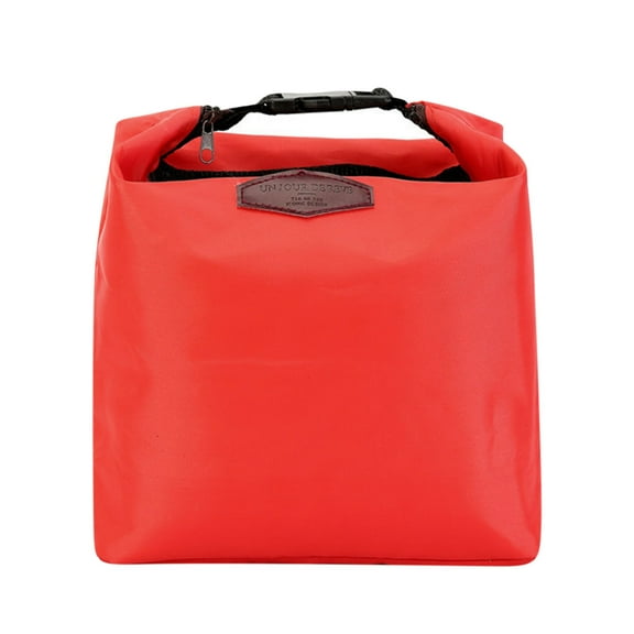 Insulated Lunch Bag with Zip - Water-Resistant Nylon, Large Capacity for Meals and Snacks, Keeps Food Fresh for Work, School, or Picnics, Portable and Easy to Clean, Red
