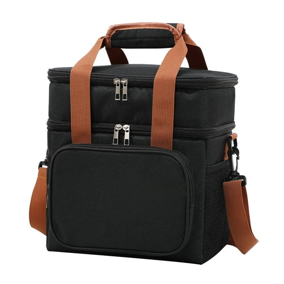 Double-layer Insulated Lunch Bag for Men Women, Leakproof/Water-Resistant Thermal Lunch Box Cooler Work Office School Camping Picnic Beach, Soft Reusable Lunch Tote with Adjustable Shoulder Strap & S