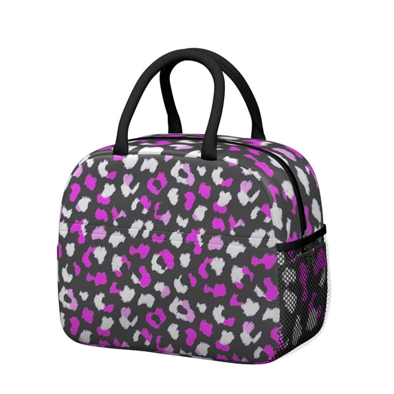 Insulated Lunch Bag for Women, Floral Print Oxford Fabric Lunch Box, Leakproof Thermal Cooler Tote for Work, School & Picnic, Animal Leopard Print
